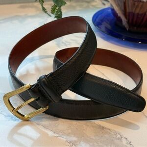 Coach Leather Belt #5952 Size 32 Black Textured Cowhide Solid Brass Buckle EUC